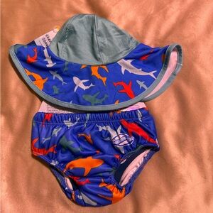 Shark Print Baby Swim Set with Hat